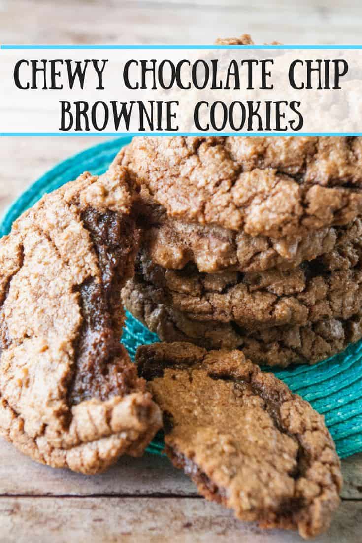 Chewy Chocolate Chip Brownie Cookies- The name, chewy chocolate chip brownie cookies, says it all. These cookies are a chocoholics dream!