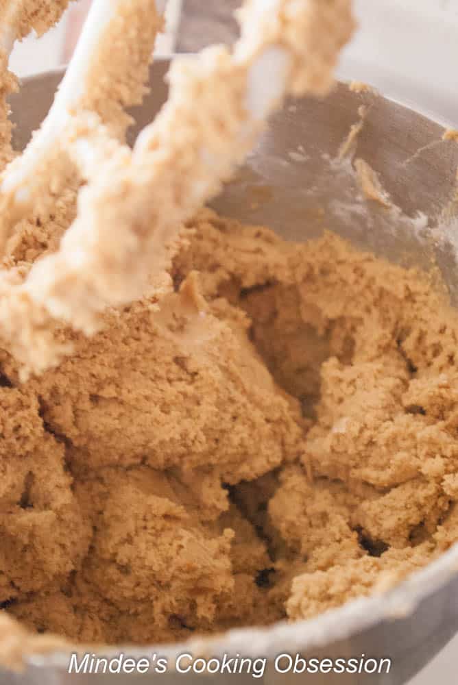 Peanut Butter Cookie dough mixed and ready to scoop.