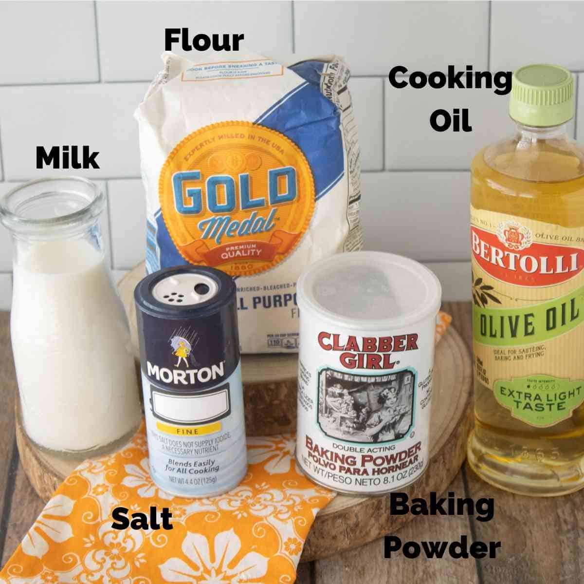 Simple ingredients for this fried scone recipe!