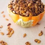 Roasted Pumpkin Seeds Wondering what to do with all those pumpkin seeds left over from carving pumpkins? Try these roasted pumpkin seeds! Such a tasty snack!