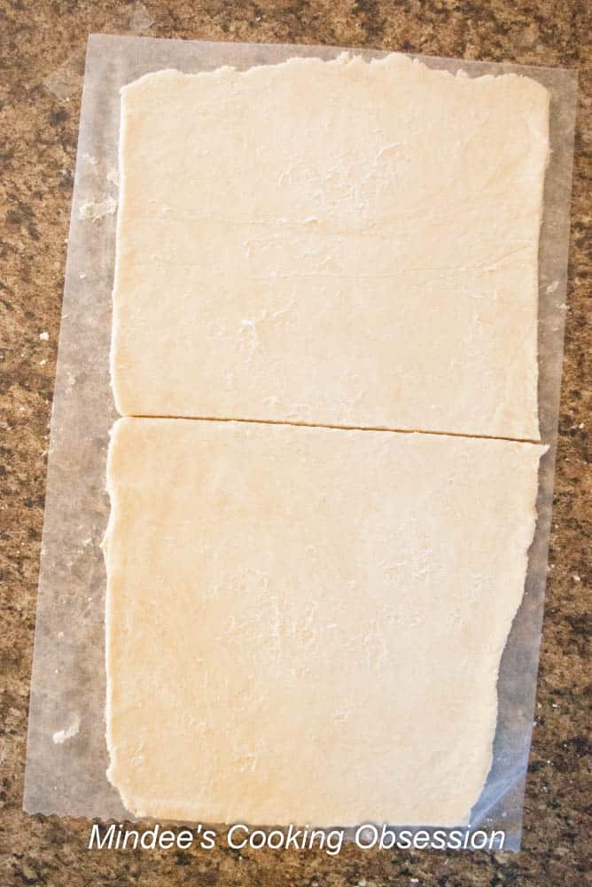 Pie Dough rolled out into rectangles.