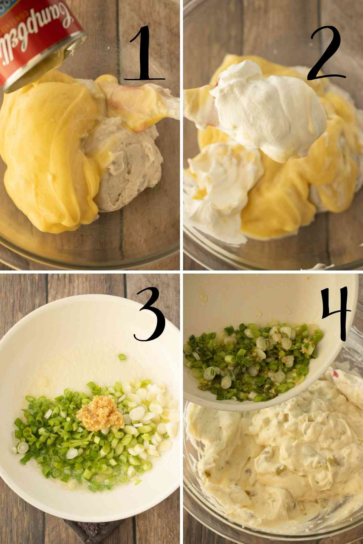 Prepare the creamy sauce to use in the chicken filling as well as the enchiladas topping.