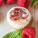 Raspberry Swirl Cheesecake Bites- beautiful bite sized cheesecakes! Perfect for any occasion!