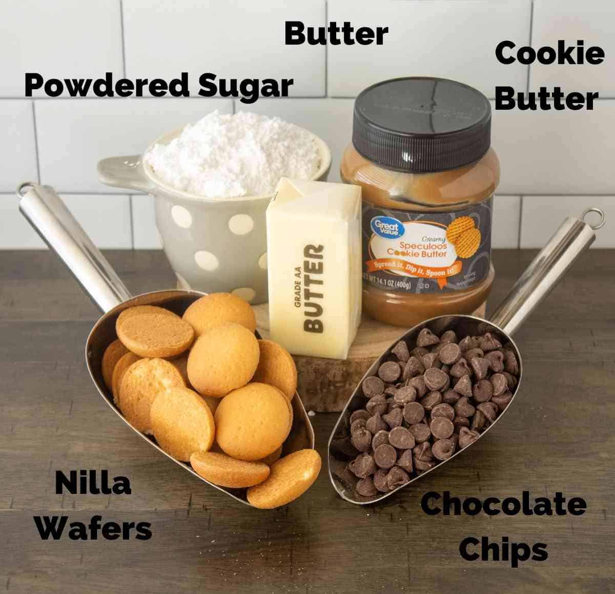 5 ingredients needed to make Biscoff Cookie Butter Bars!!!