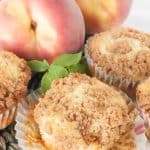 Fresh Peach Muffins-Start your day with these scrumptious fresh peach muffins. You'll love their tender peach filled insides and crumb topped outside! Truly irresistible!