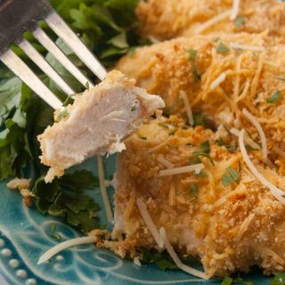 Facebook image for parm crusted chicken.