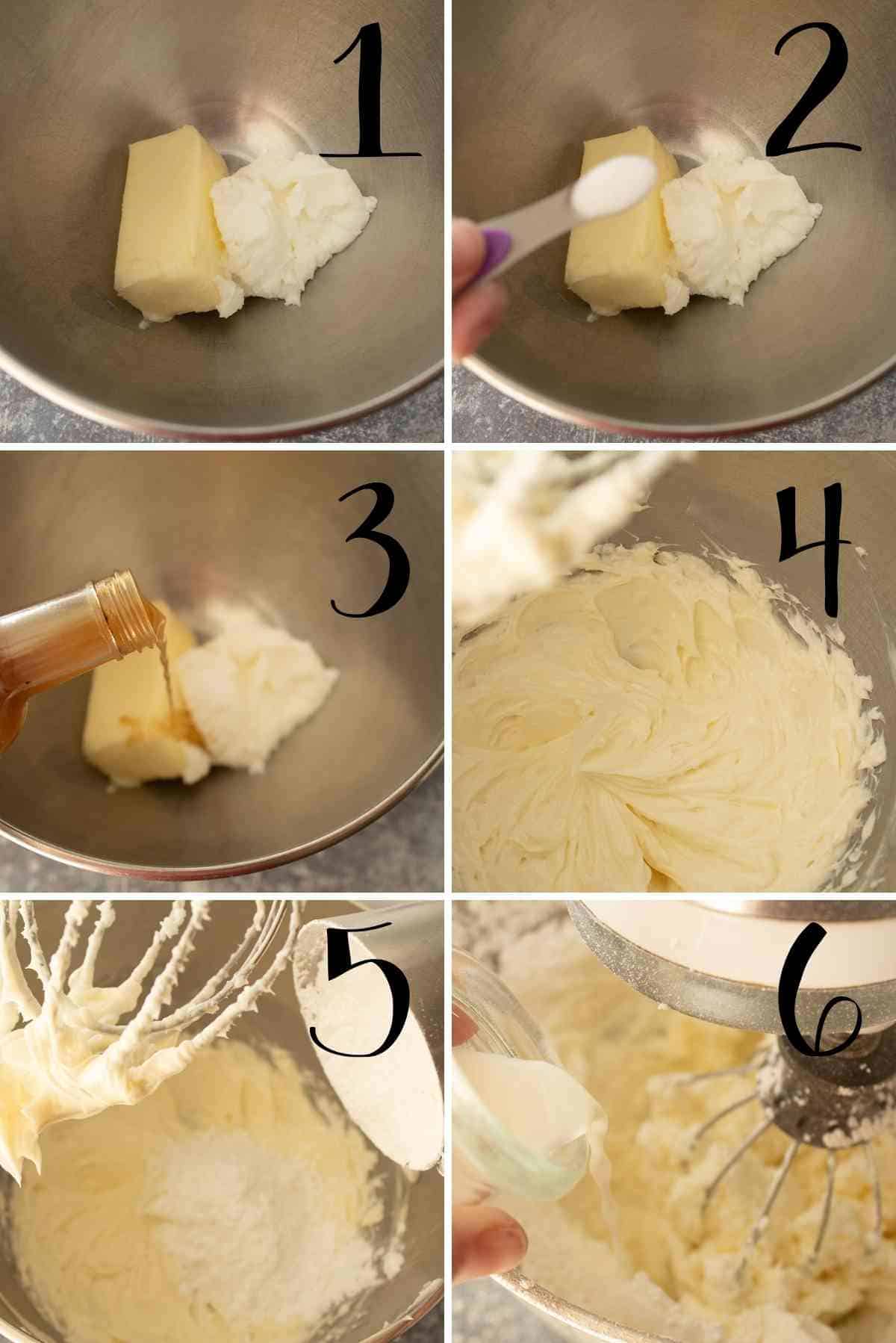 First 6 steps to making this frosting.