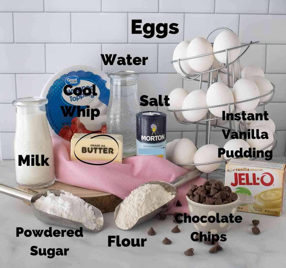 Ingredients for bite size cream puffs.