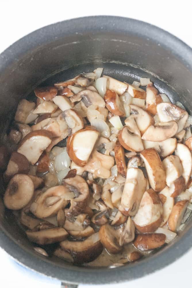Lightly sauteed mushrooms and onions.