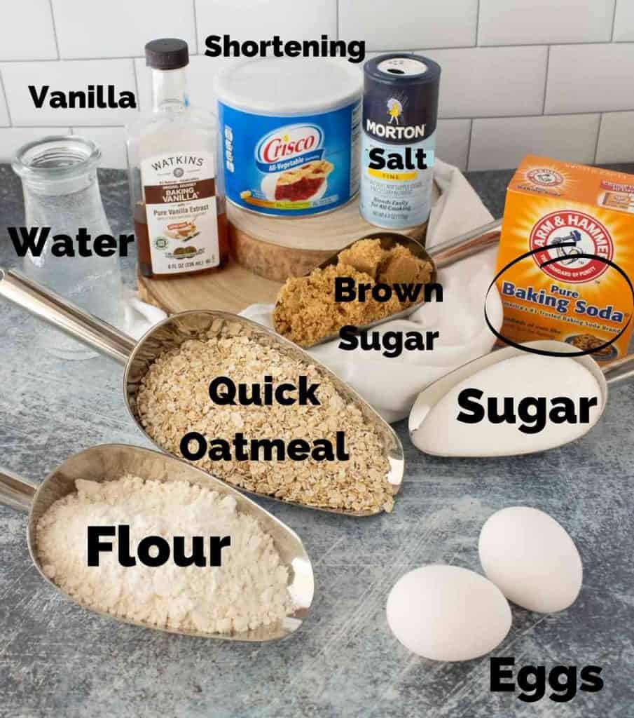 Ingredients for these oatmeal cookies.