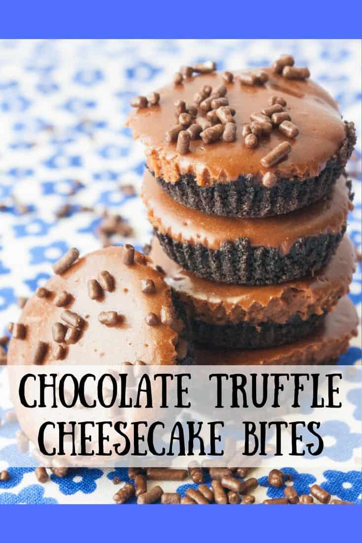Chocolate Truffle Cheesecake Bites- Attention Chocolate Lovers!!! This one's for you! Lose yourself in these rich chocolate truffle cheesecake bites! Need I say more?