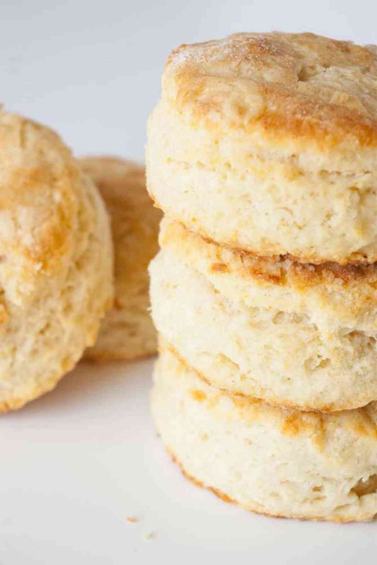 A stack of 3 buttermilk biscuits.