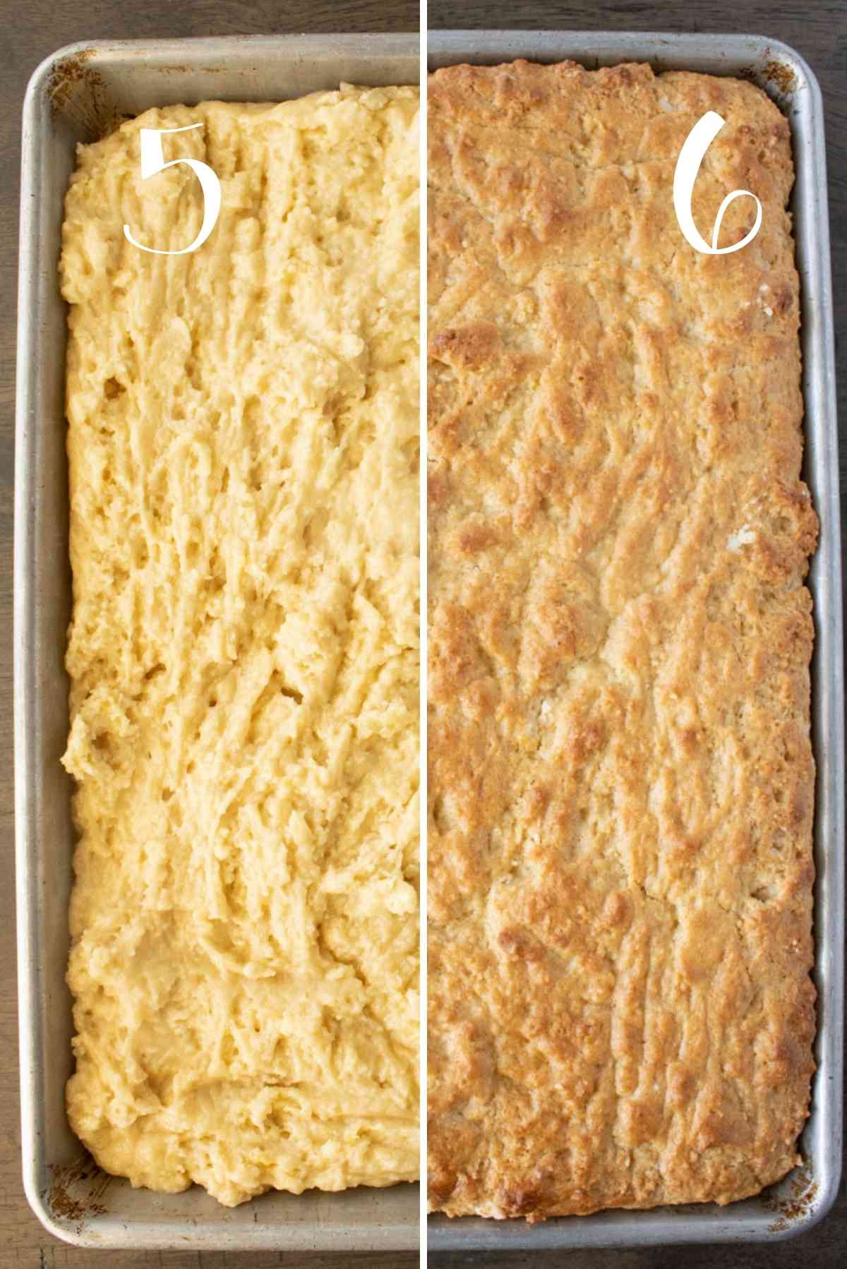 Spread batter in a baking sheet and bake until golden brown!