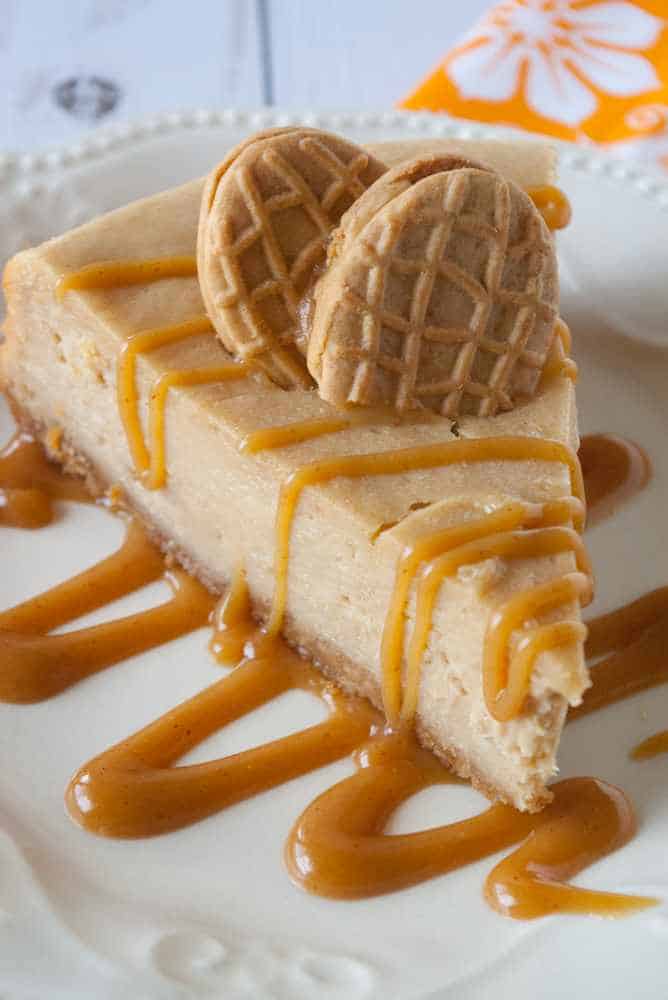 Slice of peanut butter cheesecake