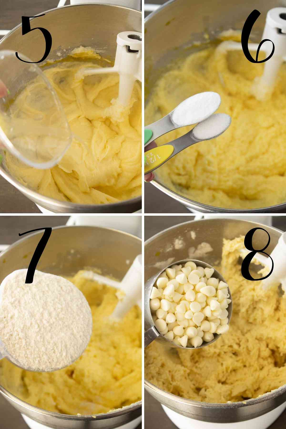 Add the lemon juice before the dry ingredients and white chocolate chips!