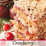 Pinnable image 1 for cranberry crumble bars.