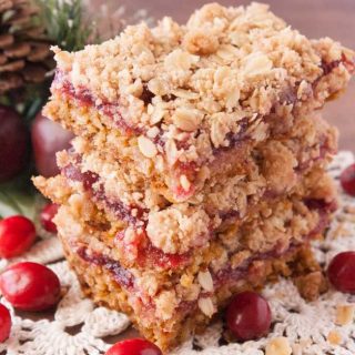 Facebook image for cranberry crumble bars.