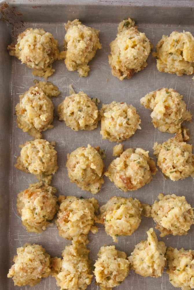 Stuffing scooped onto wax paper.