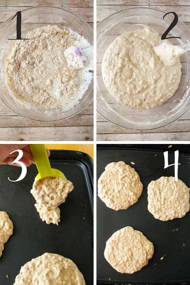 Steps for making these pancakes.