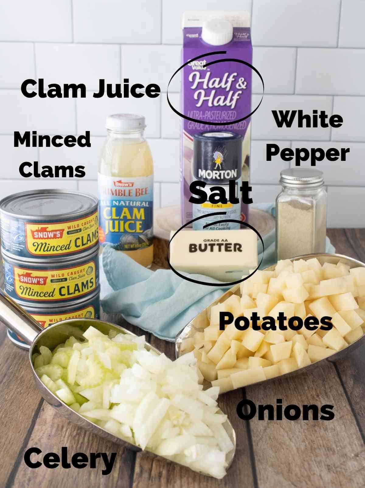 Ingredients for clam chowder