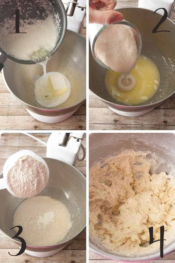 Collage of steps for making butterflake rolls.