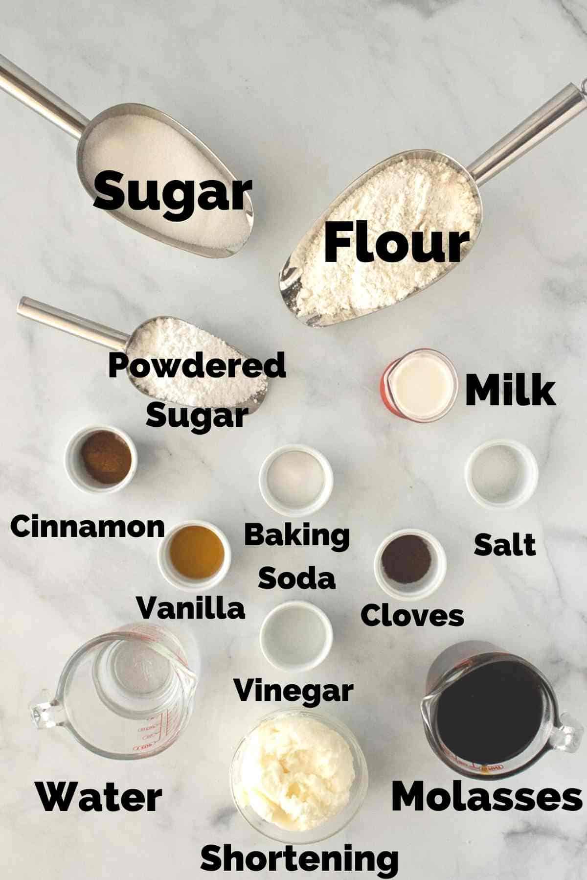 Ingredients to make gingerbread men.