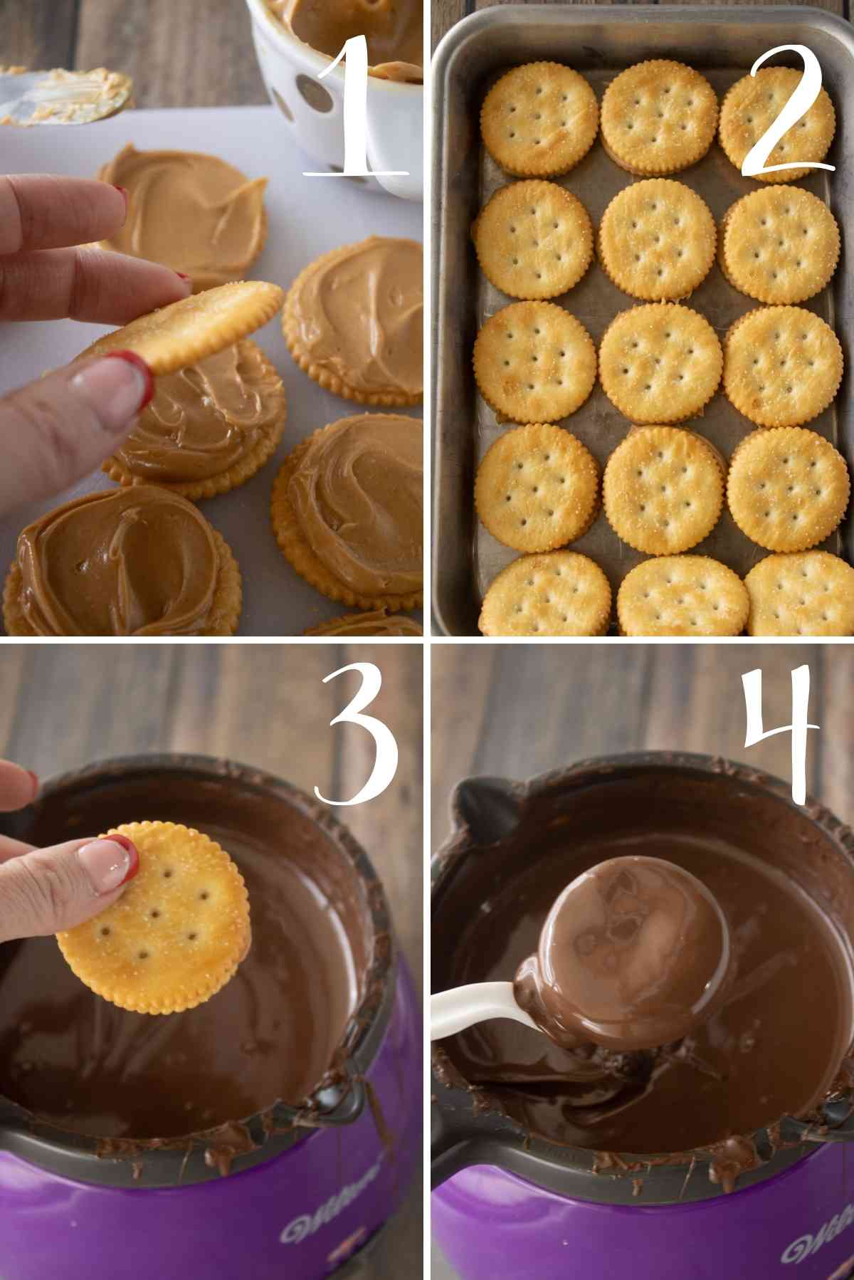 Peanut butter filling in the center of each cracker sandwich dipped in rich chocolate!