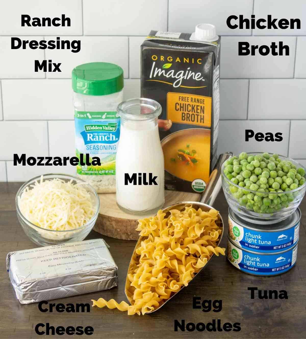 Ingredients you'll need for this instant pot aka pressure cooker tuna noodle casserole!