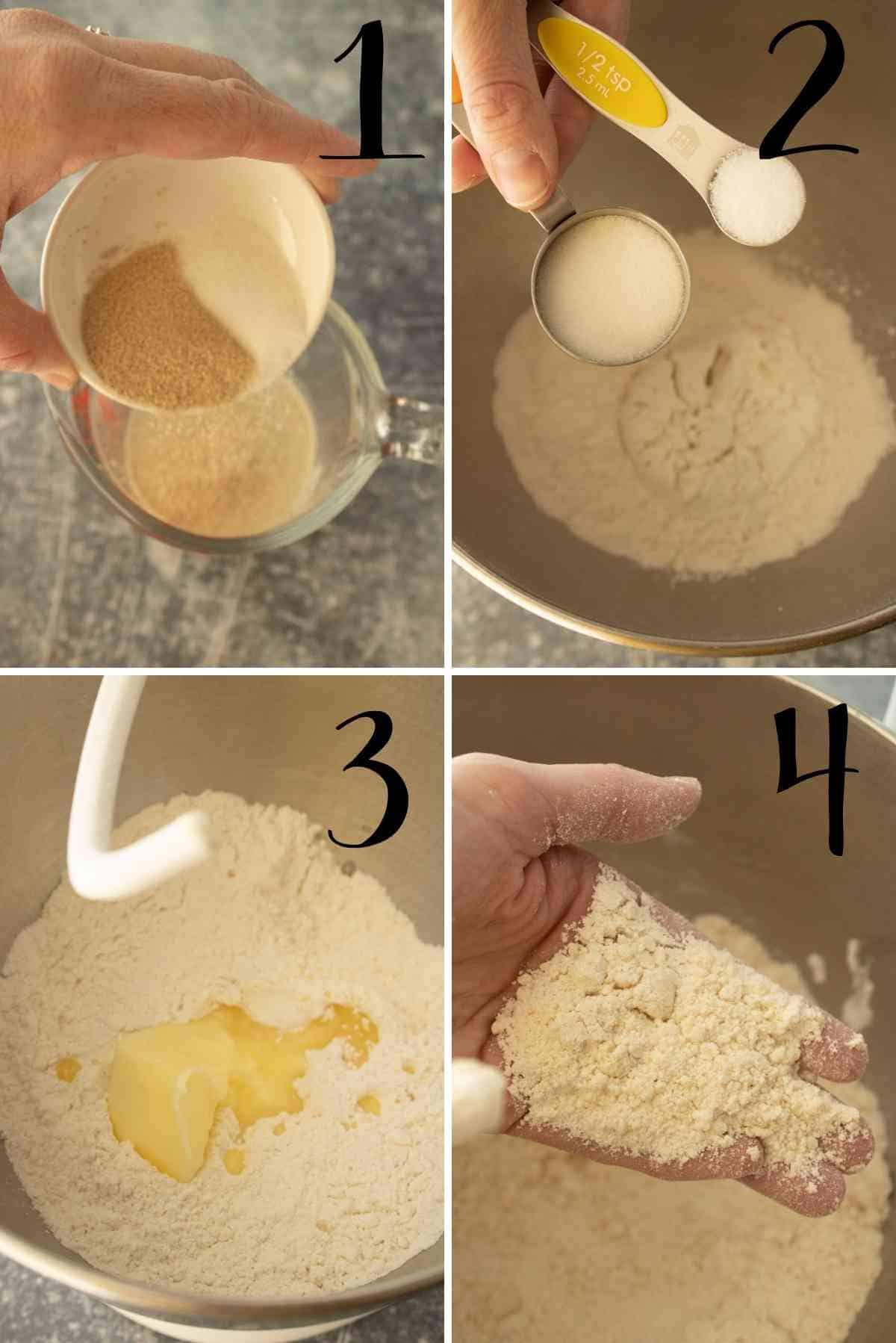 Active yeast and mix the dry ingredients together!