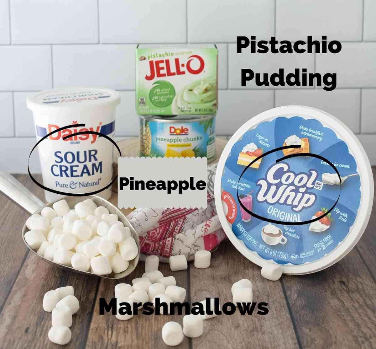 Ingredients for pistachio salad.