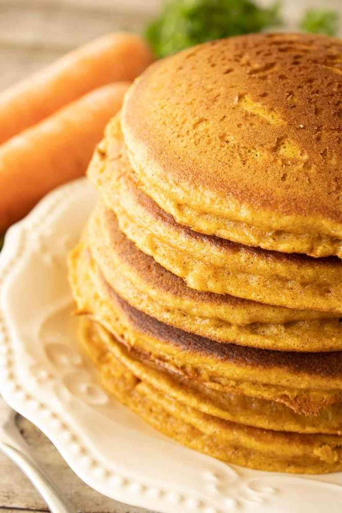 A stack of tasty carrot cake pancakes.