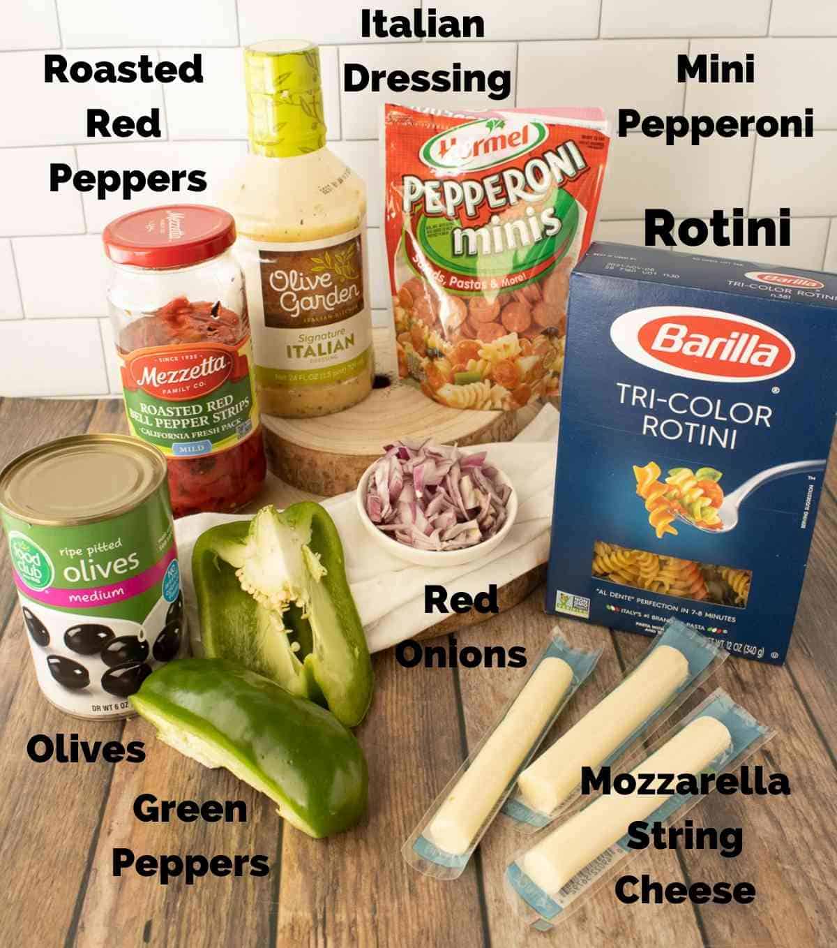 Ingredients for Italian pasta Salad