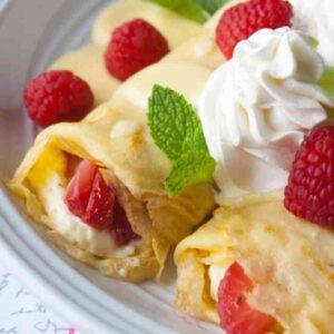 Two berry crepes ready to eat!