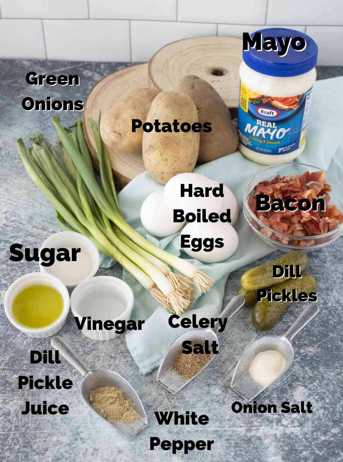 Ingredients for dill pickle salad.