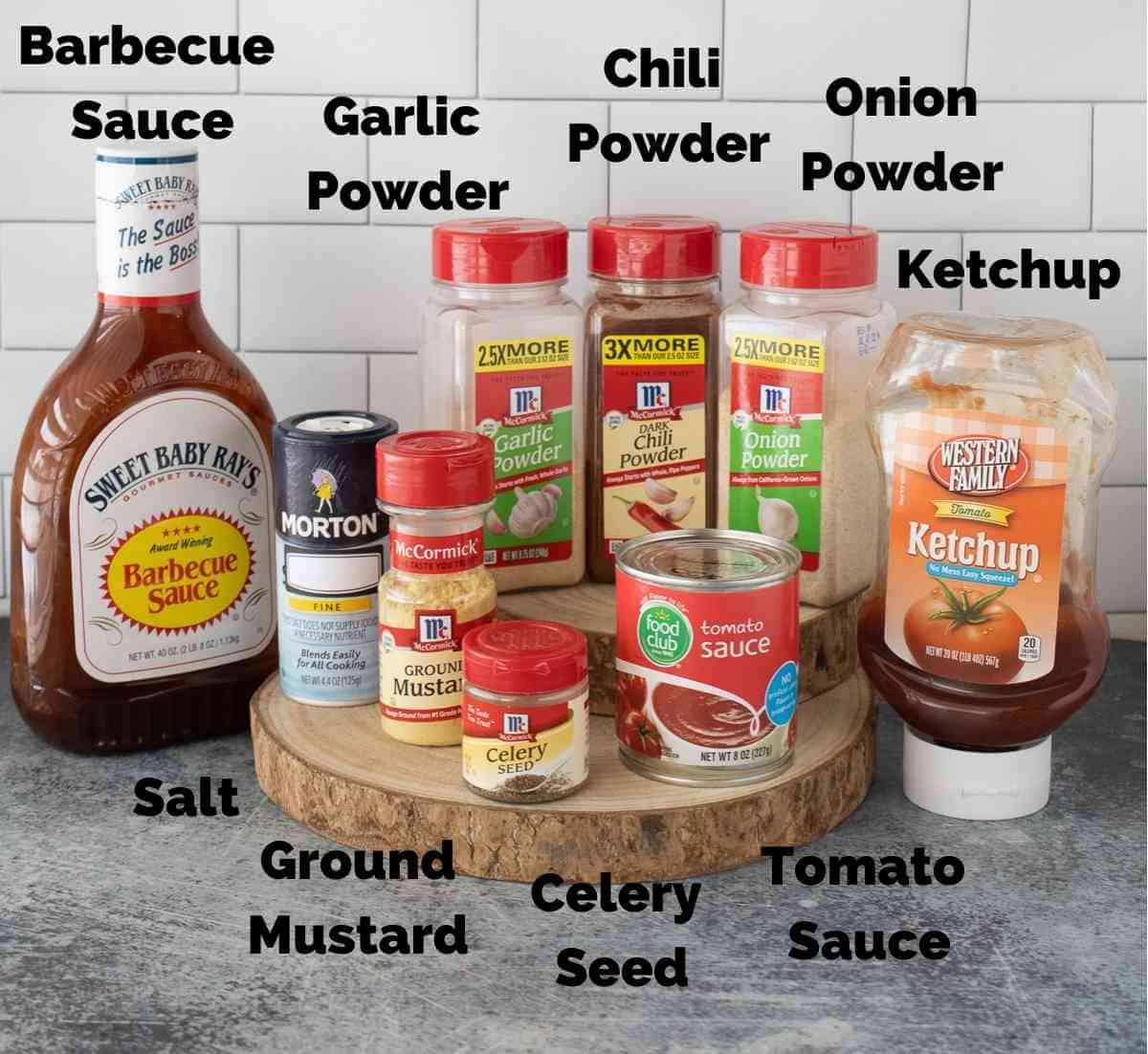 Ingredients for sloppy joe sauce.
