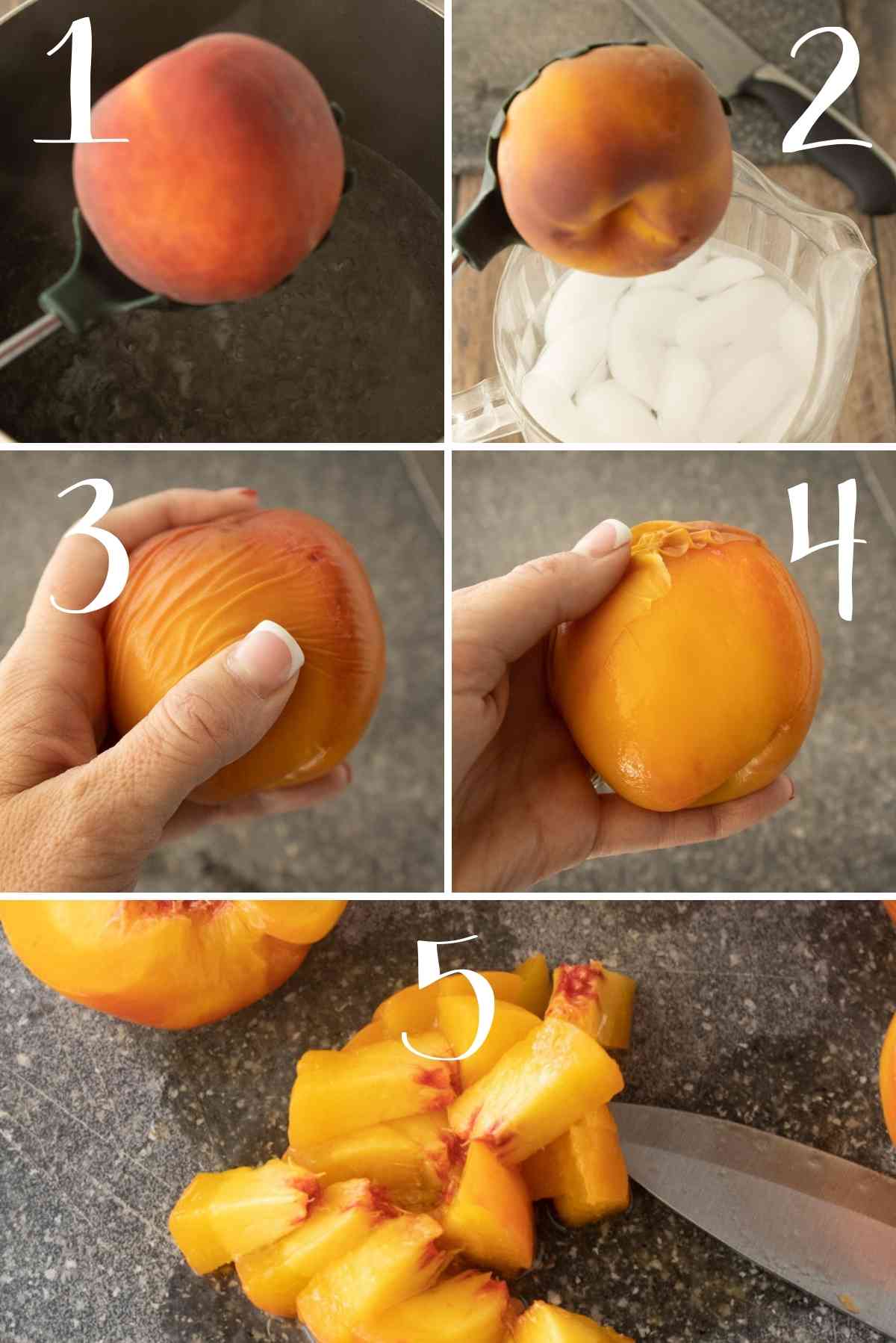 Step by step pictures of how to easily peel the skin off  a peach.