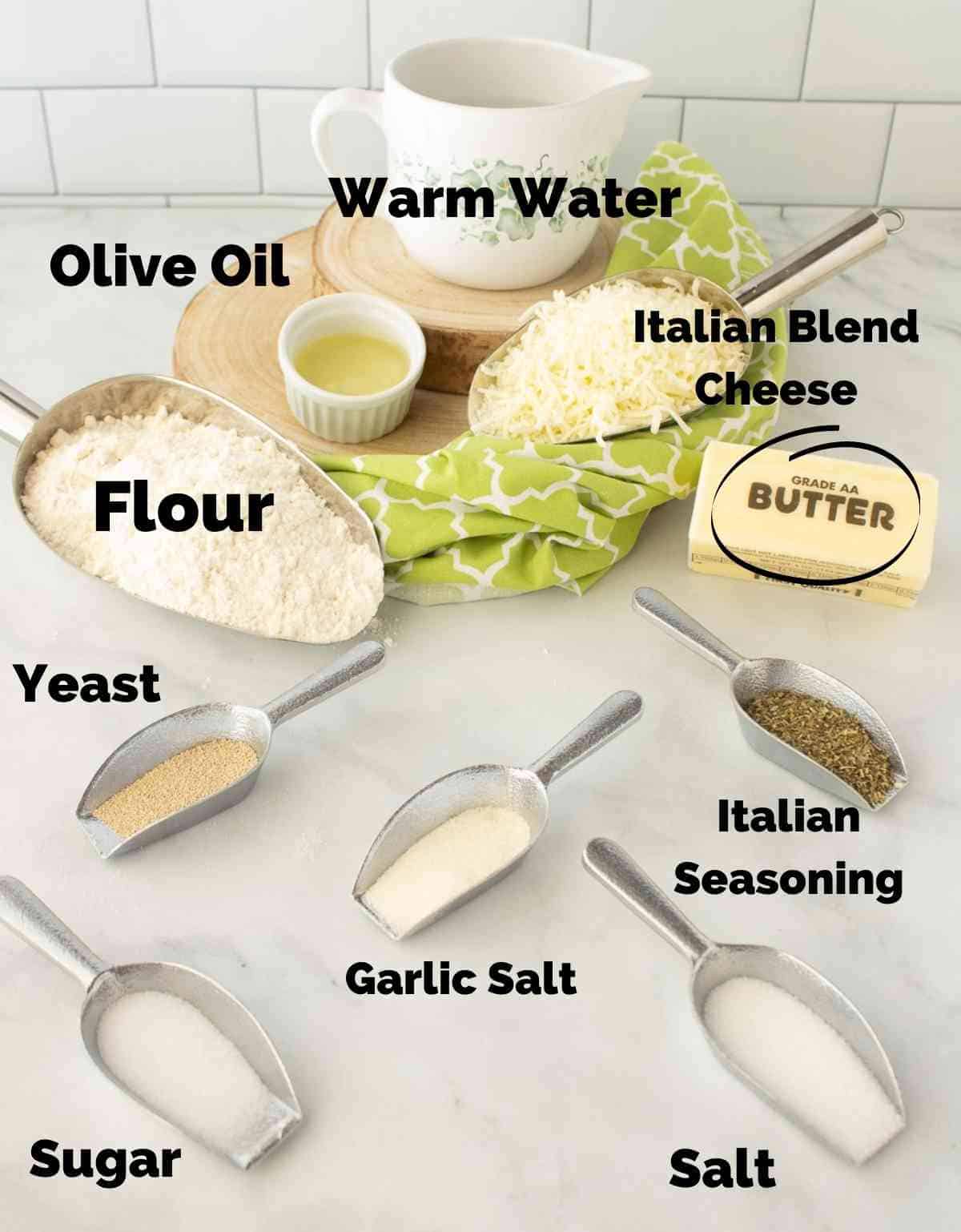 Ingredients for italian cheese bread.
