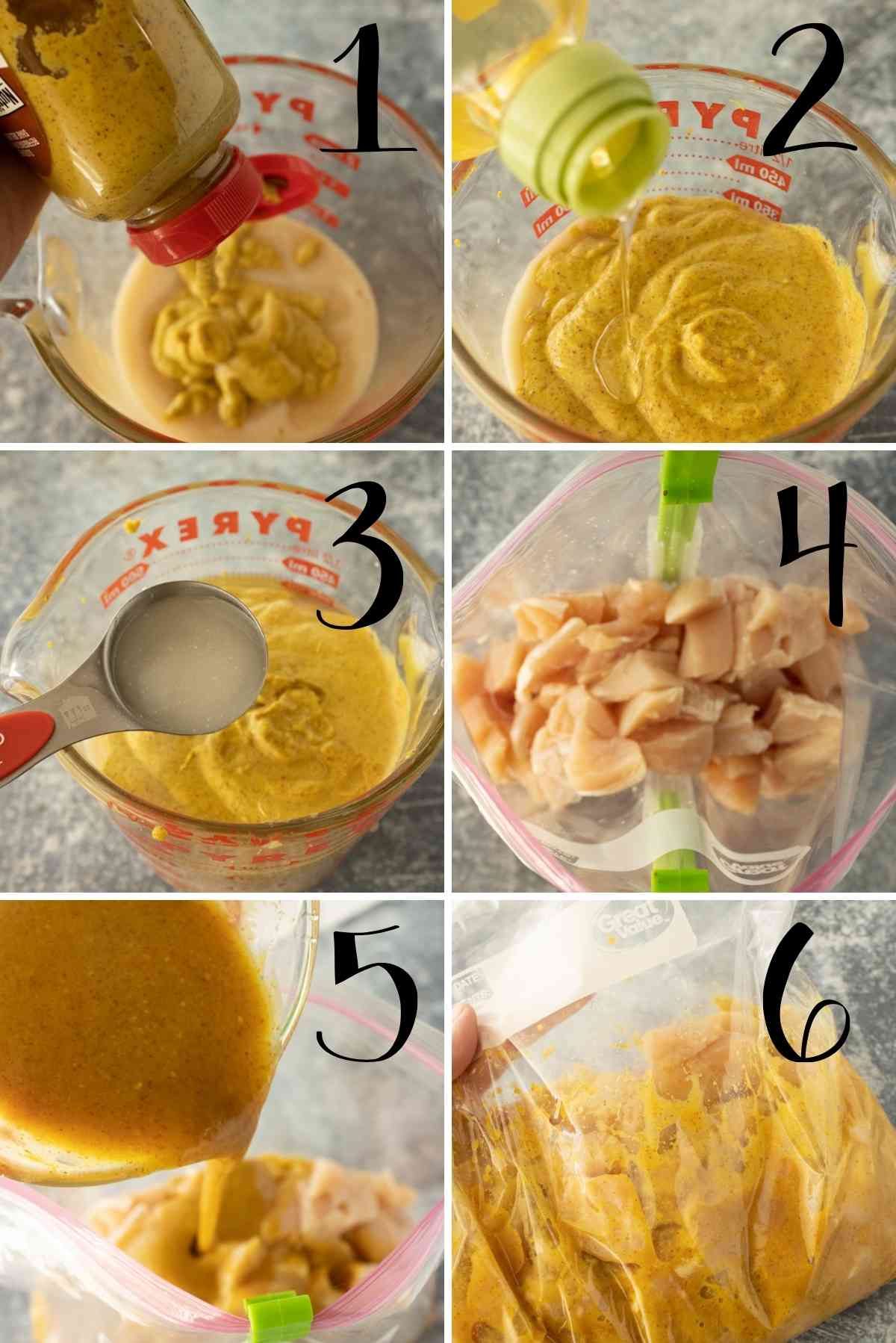 How to mix up the honey mustard marinade and sauce.