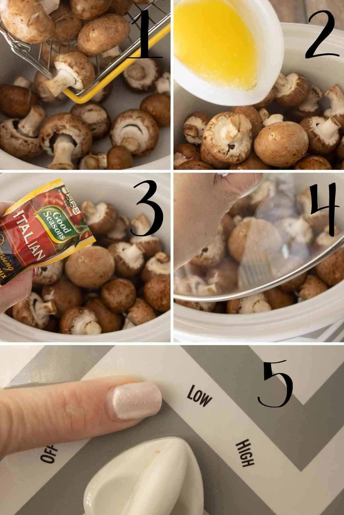 Process steps of how to make these italian mushrooms.