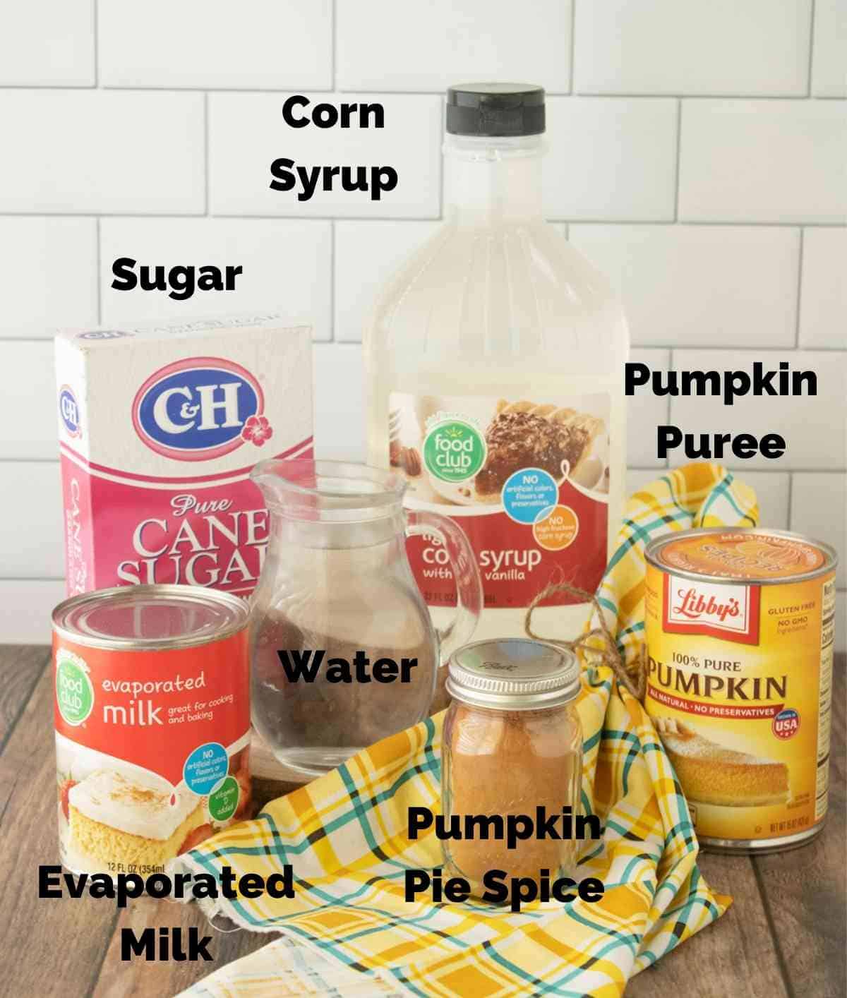 Ingredients to make this pumpkin spice syrup.