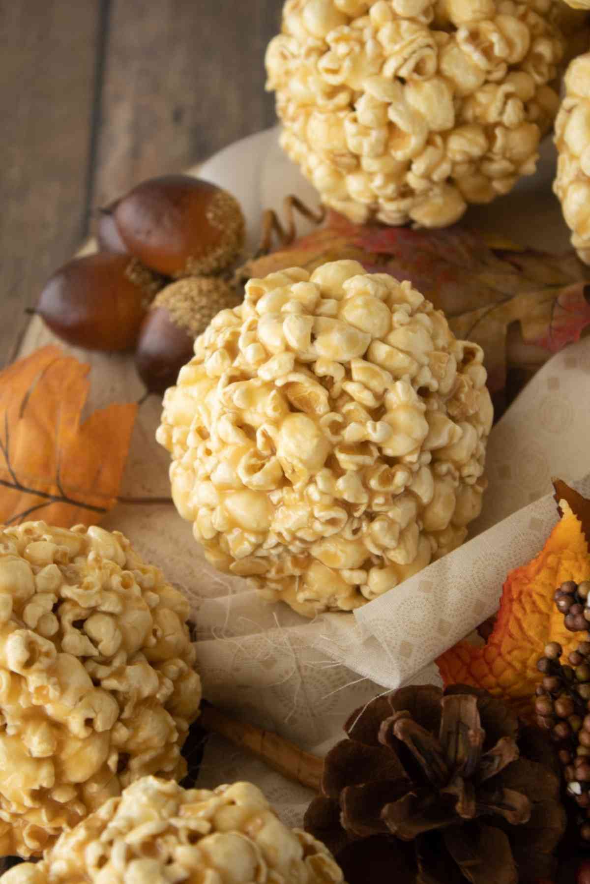 Soft and chewy caramel popcorn balls!
