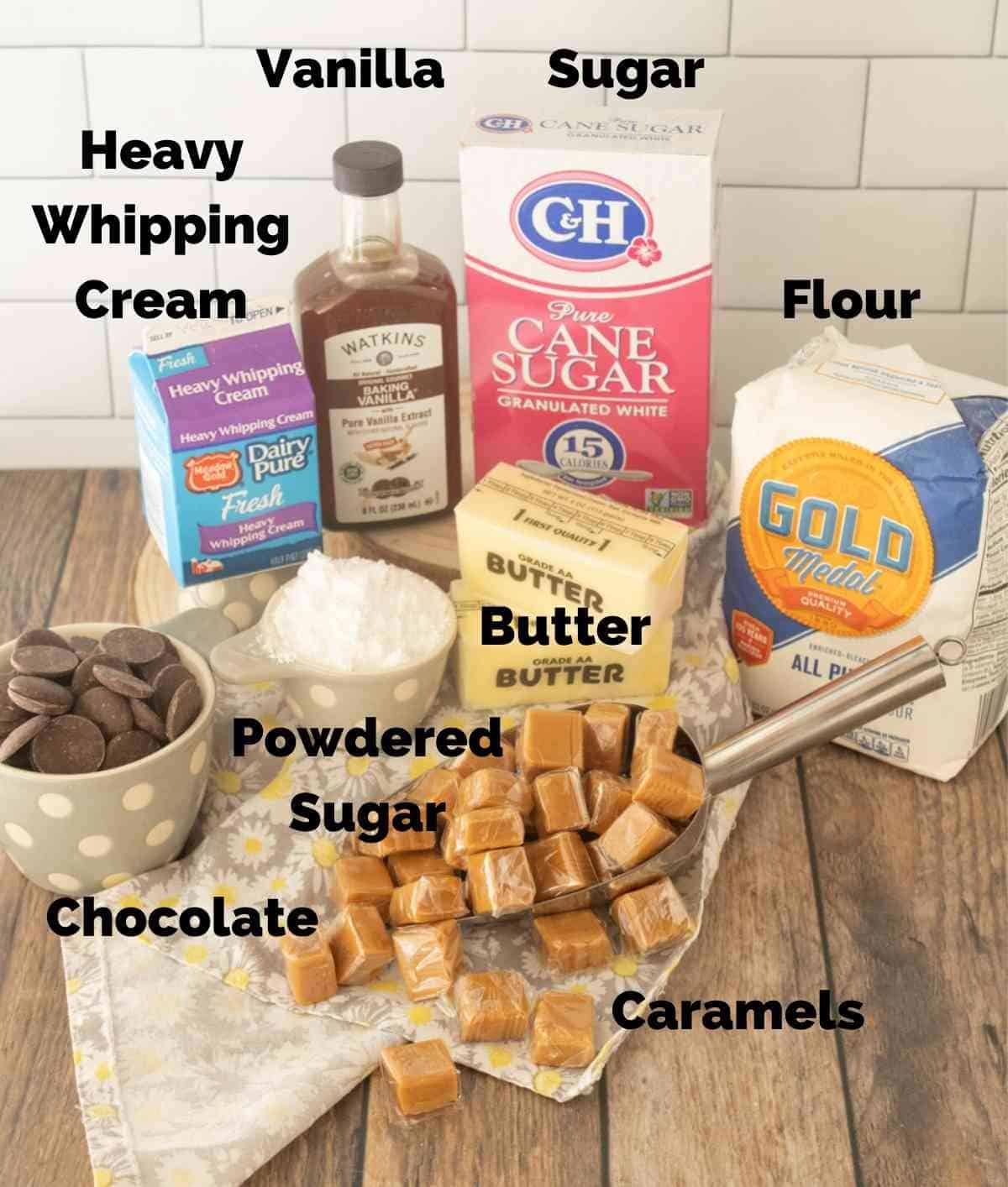 Twix ingredients needed for this recipe.