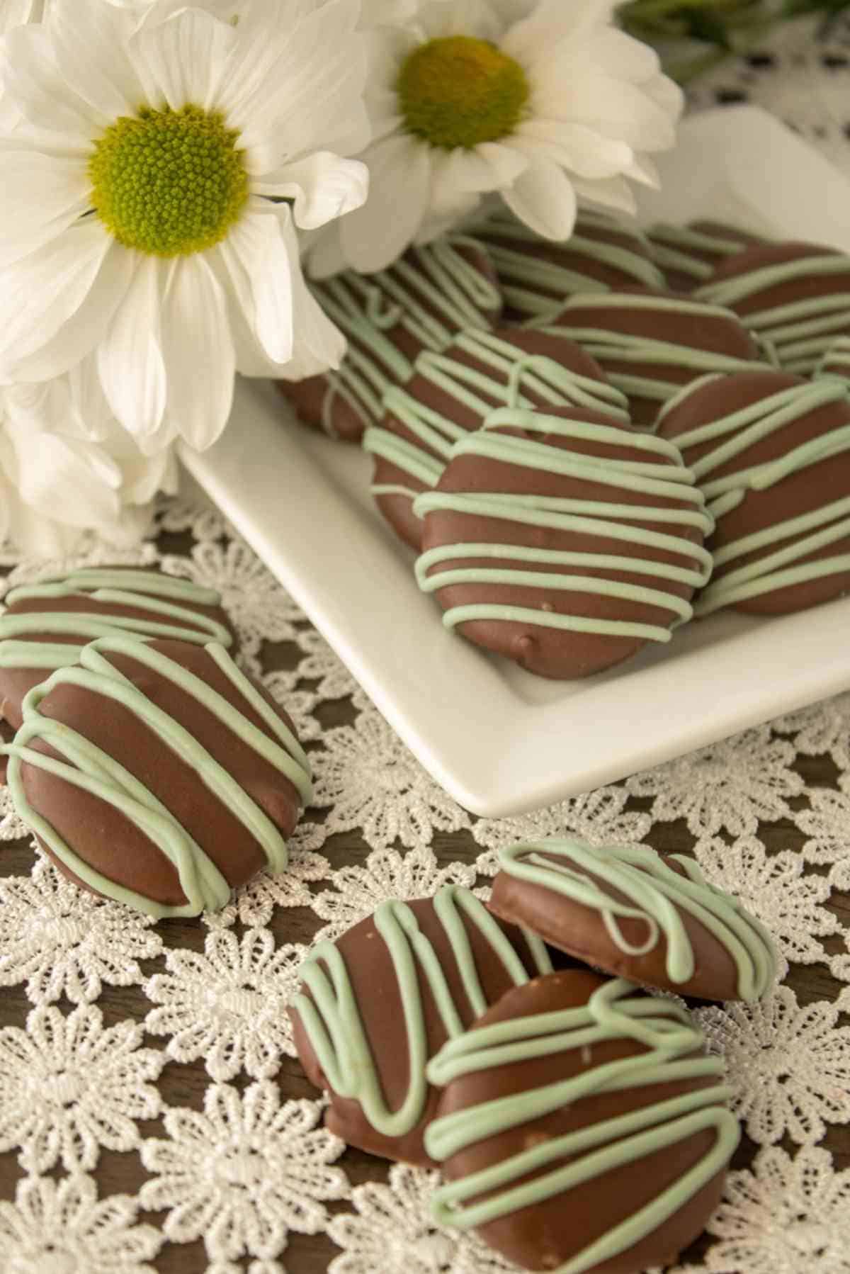 Plate of the ultimate grasshopper cookies!