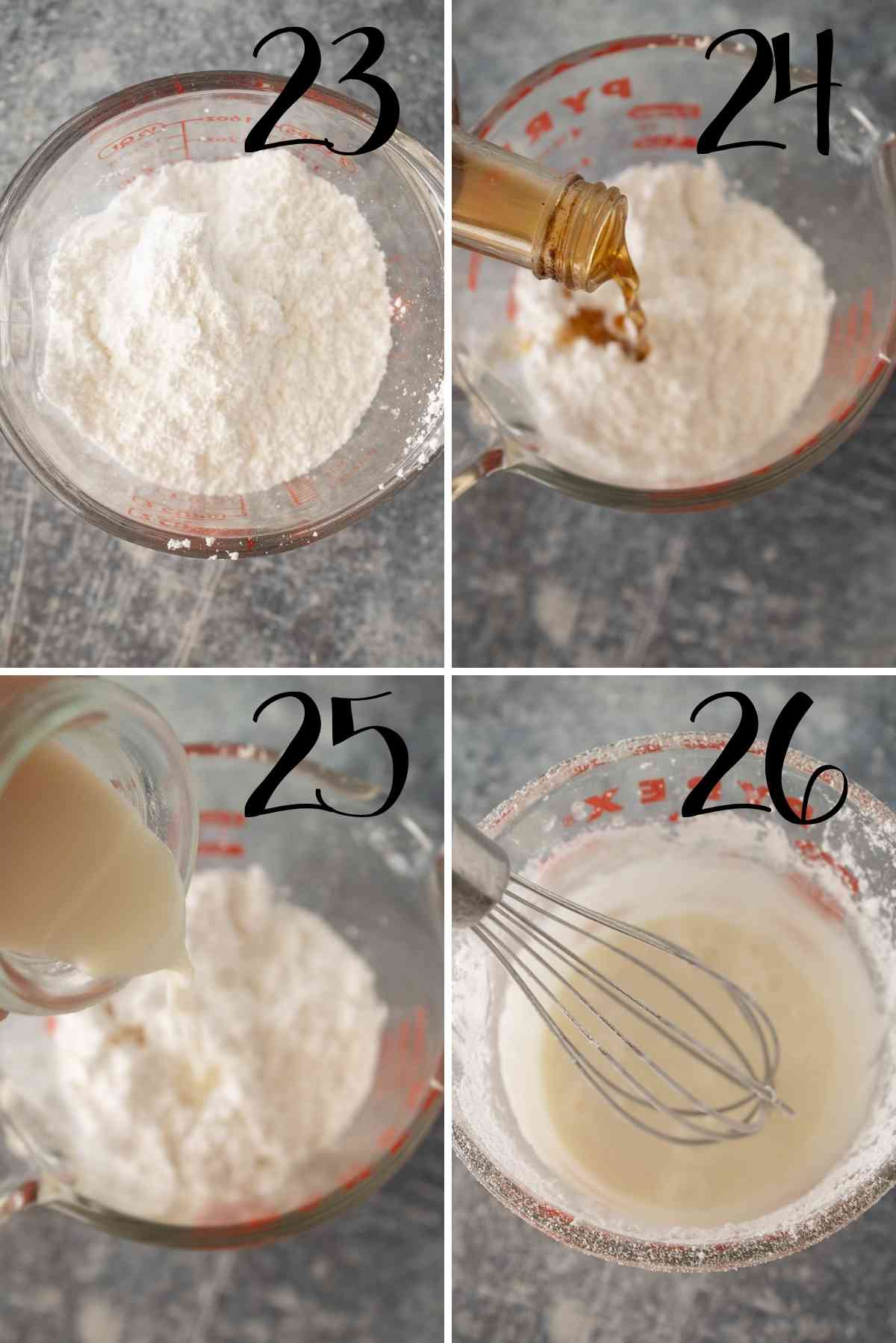Mix up the icing in a small bowl.
