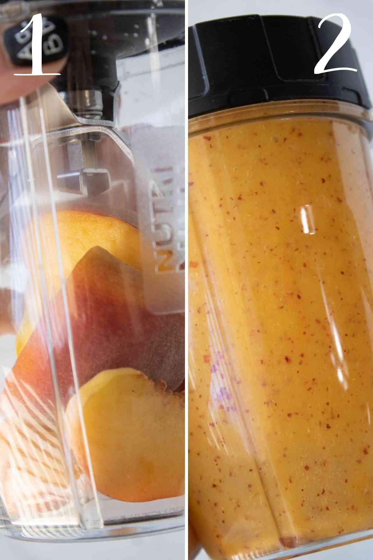 Peaches blended into a puree.