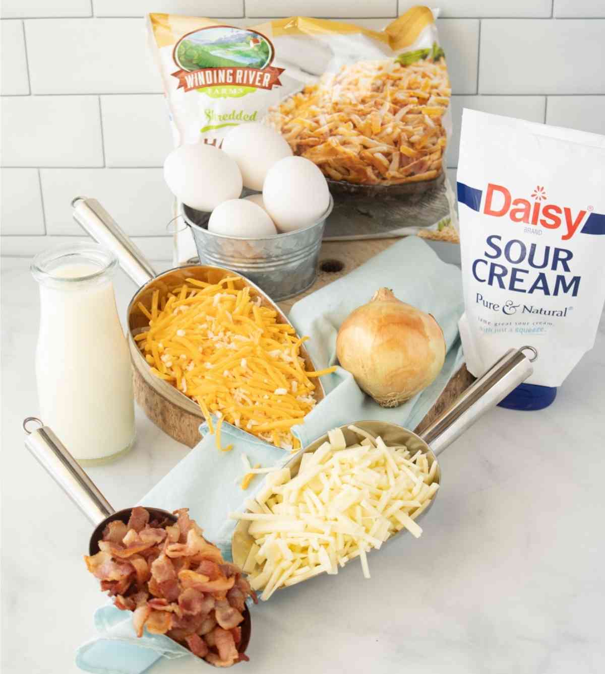 Ingredients needed to make this hash brown recipe!