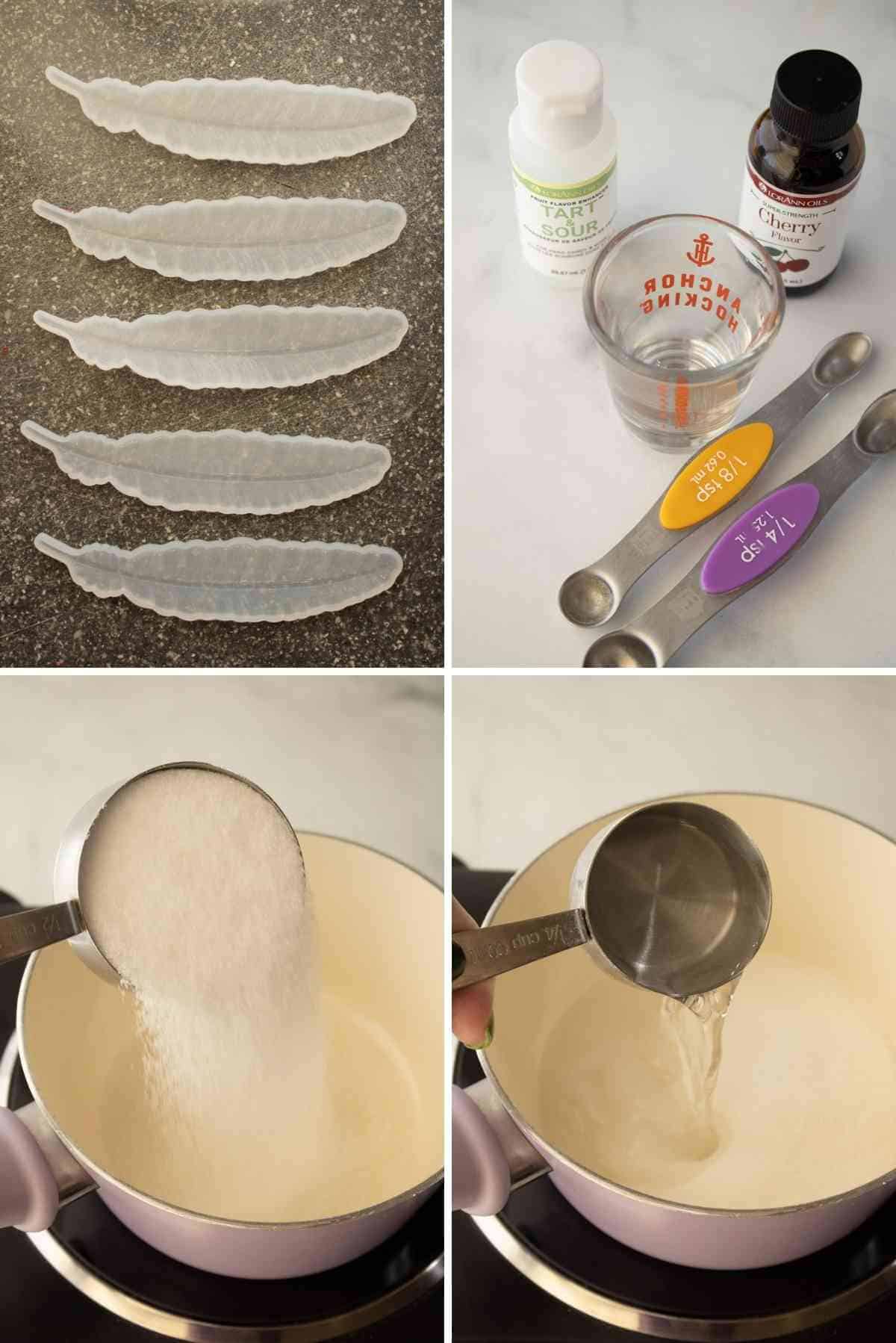 Lay out molds and measure the flavoring before starting the sugar syrup.