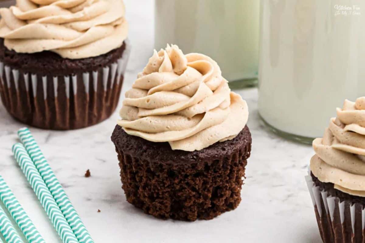 Cupcakes with Peanut Butter Frosting.