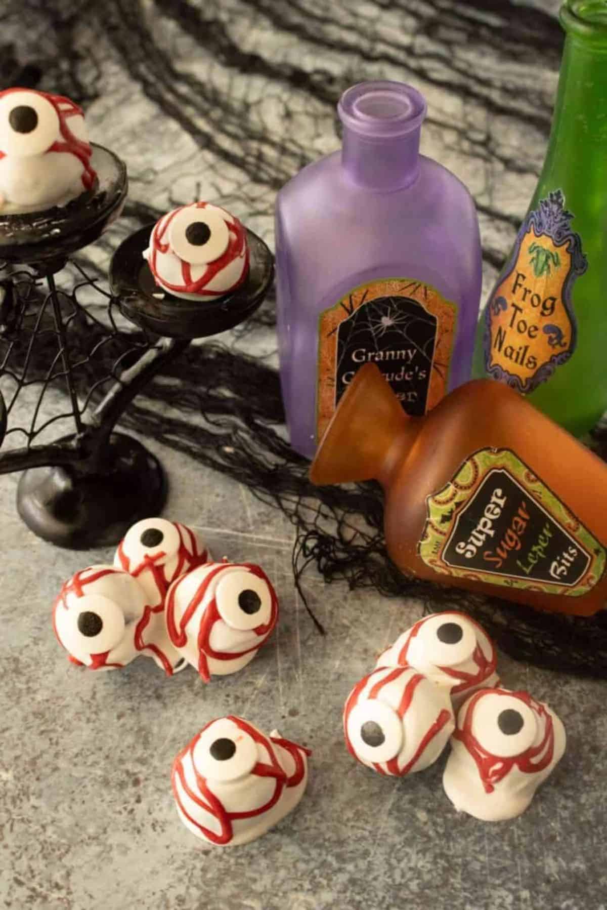 Oreo Truffle 'Eyeballs' on a gray table.