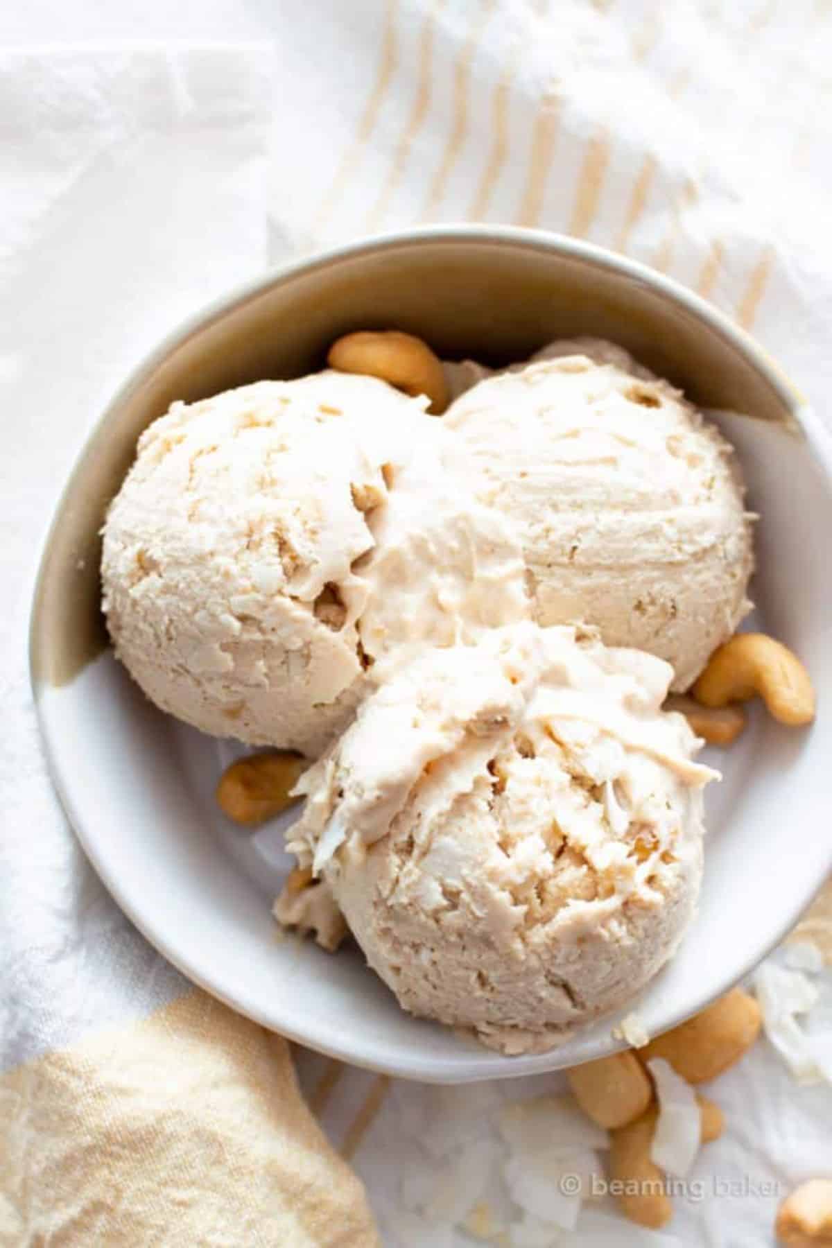3 Ingredient Cashew Ice Cream in a small bowl.